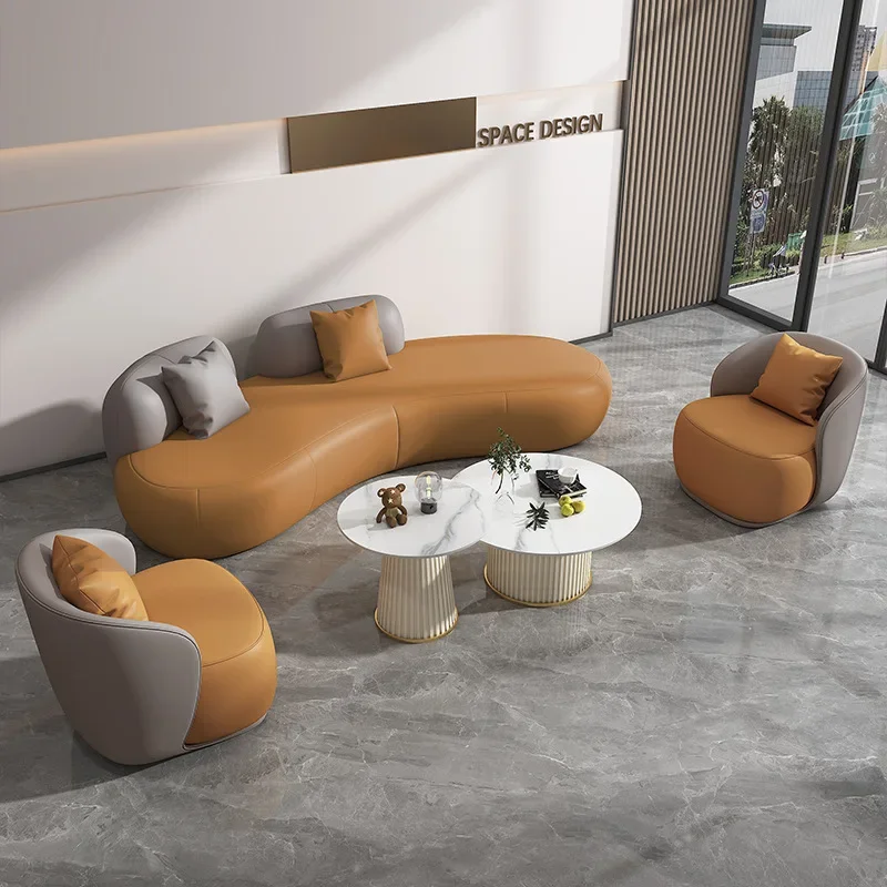 Simple curved beauty salon color matching sofa