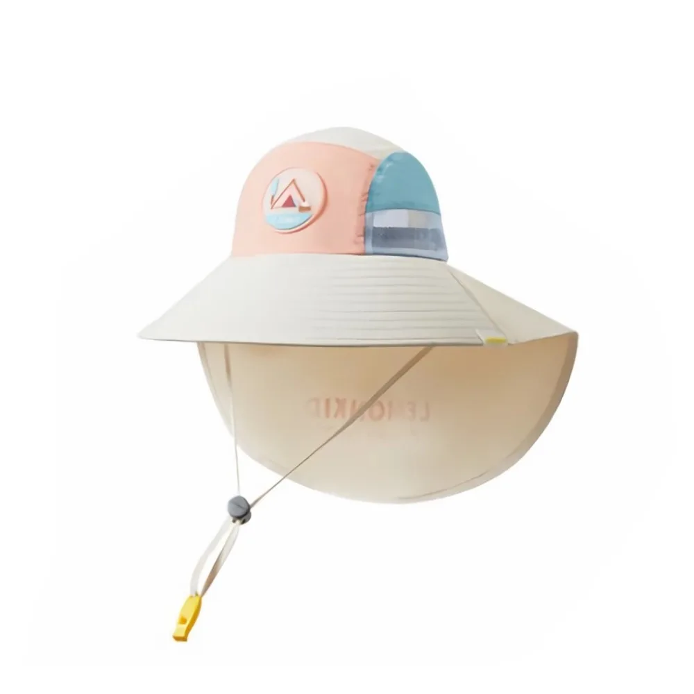

Lightweight Polyester Kids Sun Hat Neck Flap Breathable Fabric Summer Hat Adjustable Strap UV Protection Beach Cap Boys Girls