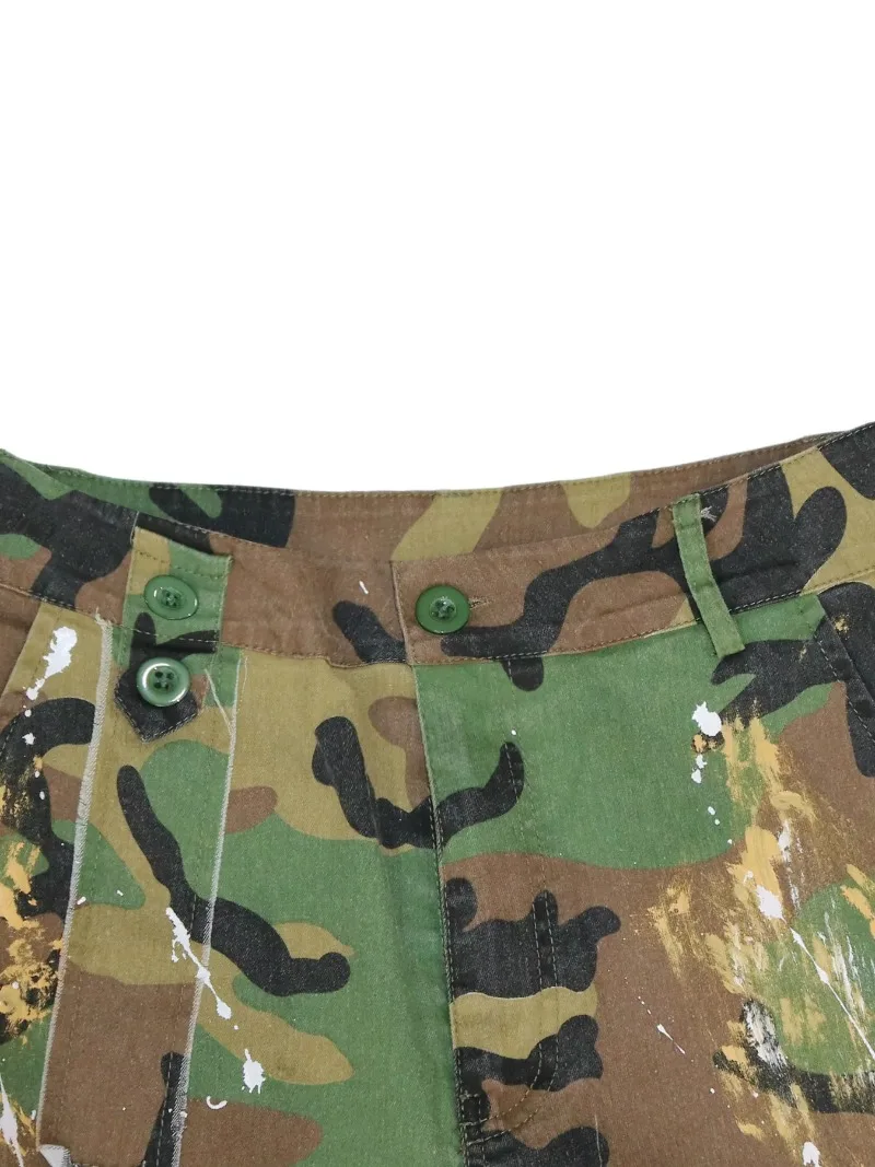 Pantalones de correr de pierna ancha con estampado de camuflaje Vintage para mujer, ropa de calle 2025, pantalones de chándal rectos de Hip Hop activos de carga