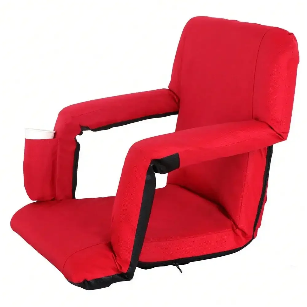 Stadium Seat Chair Bleacher Seats 5-Reclining Positions with Back Support Red