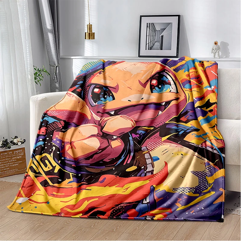 2025 New Charizard Charmander Fire Pokemon Cartoon Dracaufeu Gift Soft Blanket,Soft Throw Blanket for Home Bedroom Bed Sofa Kid