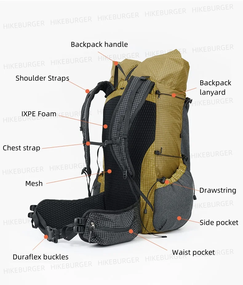 3F UL GEAR Tutor Ultra Rucksack Outdoor Camping 30+10L Ultraleicht UHWMPE Wandern Wasserabweisend Reisen Bergsteigen DAOSHI – Detail 8
