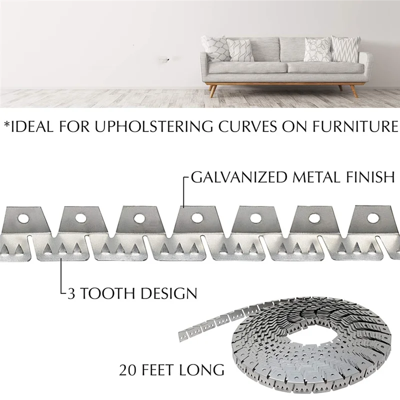 A11I Estofamento Metal Flexível Tack Strip Curve Ease Grip Para Móveis, Cadeiras, Sofá