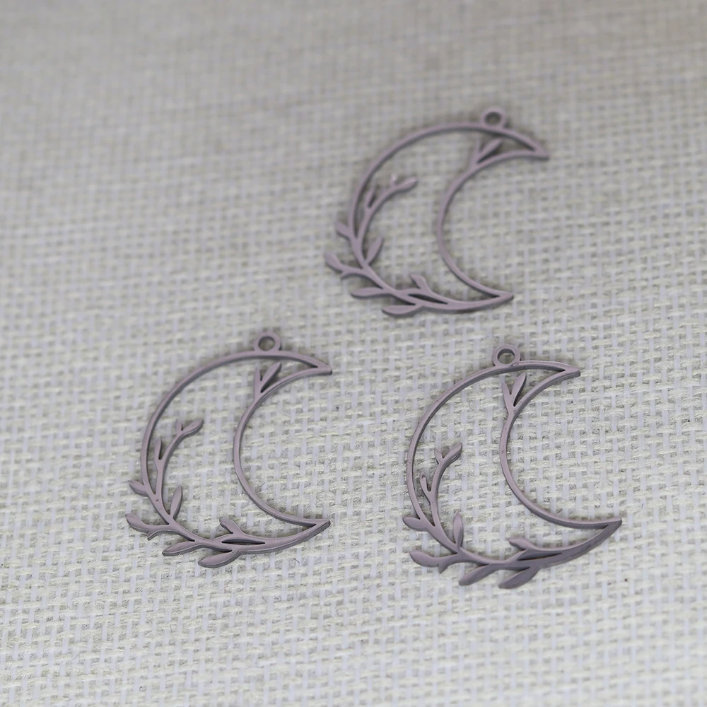 3pcs Stainless Steel Crescent Moon Branch Charms For DIY Jewelry Making Connector Necklace Pendant Earring Handmade Accessories