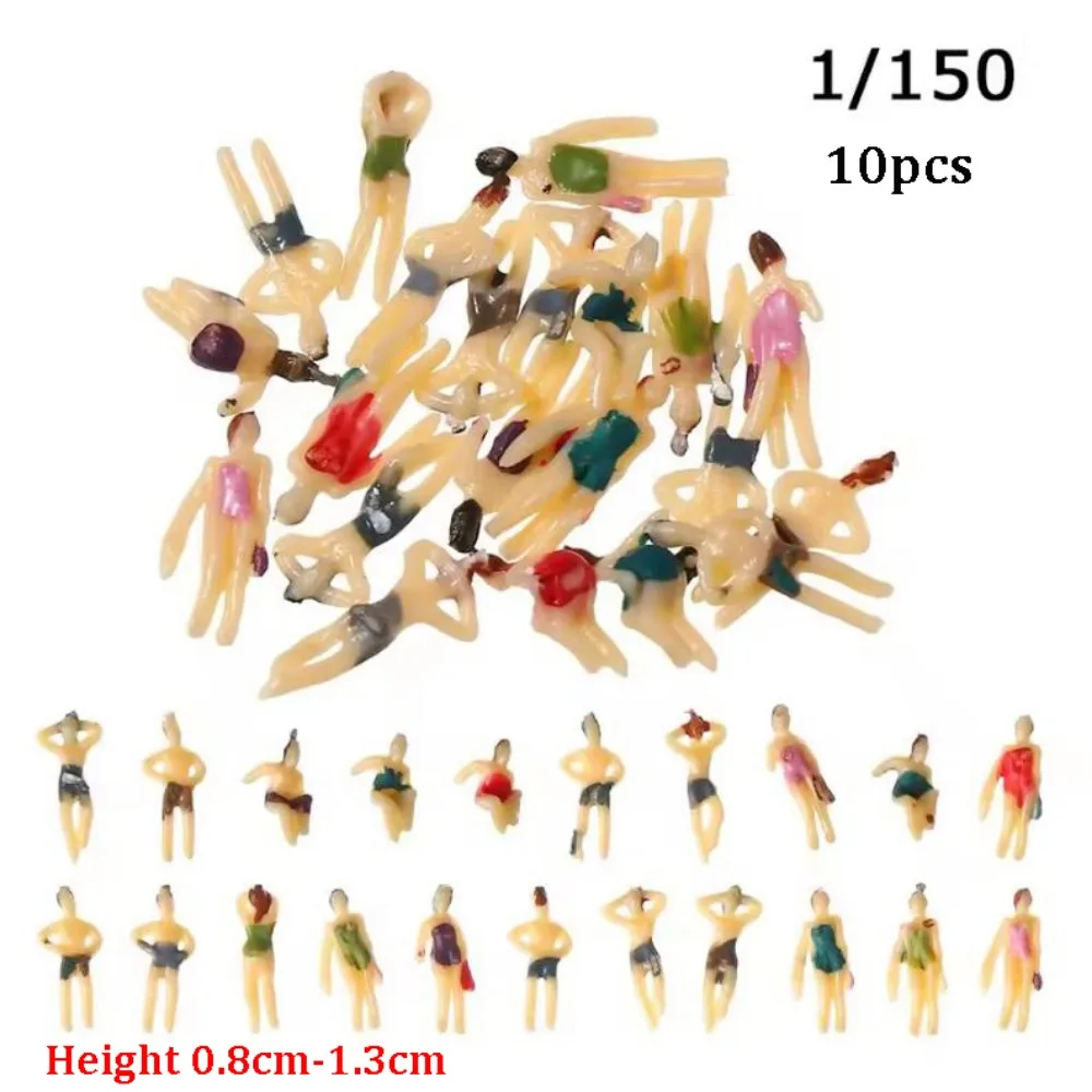 10Pcs Miniature Different Poses 1:100/1:150/1/200/1:75/1:50 Scale Colorful Swimming People Plastic Trains Beach Scenery