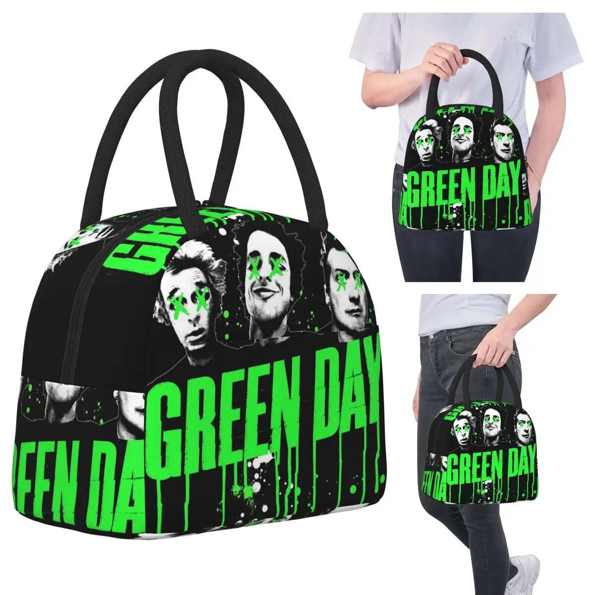 

THIS KOPIVIRAL IN Green Day Rock Band Insulated Lunch Bag for Women Cooler Thermal Food Box Tote Leakproof Lunch Boxes Container