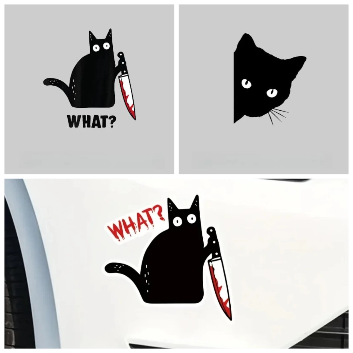 

Killer Cat Halloween Car Stickers Waterproof Vinyl Decals for Auto Window Bumper Truck Laptop Horror Theme Design