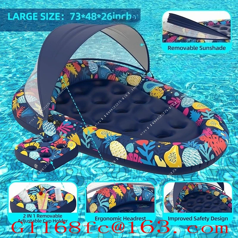 New 3-in-1 Sunshade Inflatable Hole Floating Pool Party Vacation Pool Detachable Sunshade Cover