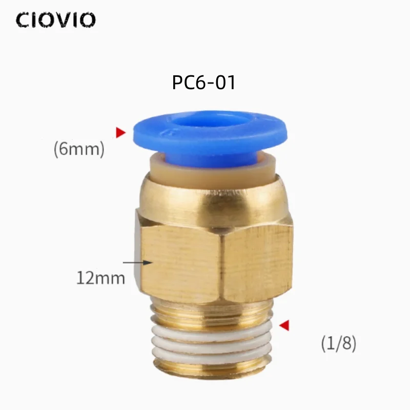 Engate Rápido para Tubo de Ar PC6, Conector Rápido para Compressor de Ar e Bomba de Ar, Rosca Reta PC6-M5 PC6-01 PC6-02 PC6-03 PC6-04