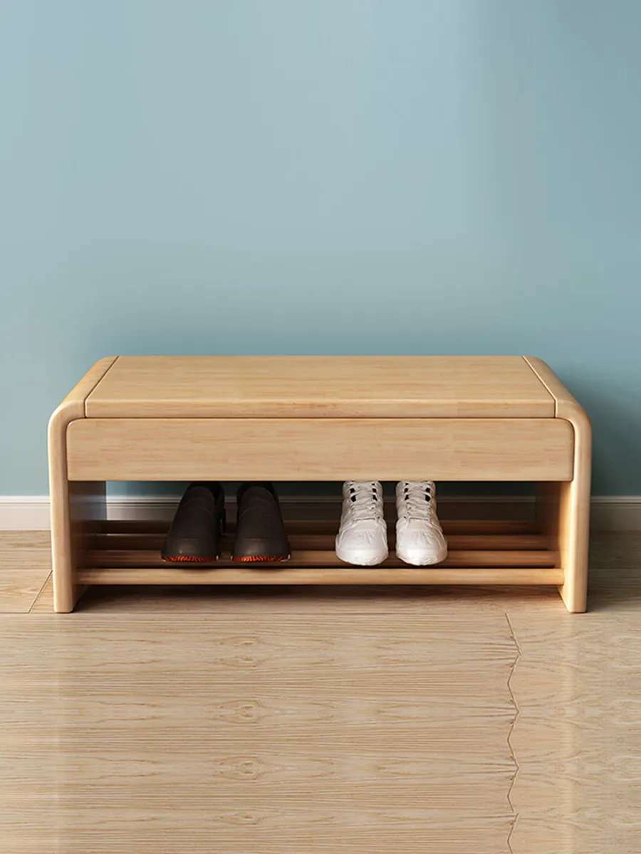 Solid wood shoe change stool Nordic home shoe stool type shoe cabinet rack can be sat at the door, stool entrance