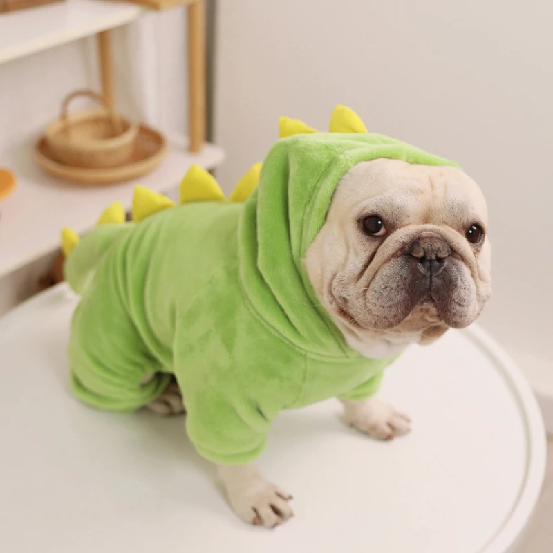 Facecloth Quirky Dinosaur Pet Transformers Thickened Warm Four Legged Suit Dog Jumpsuits French Bulldog Schnauzer Dog Clothes