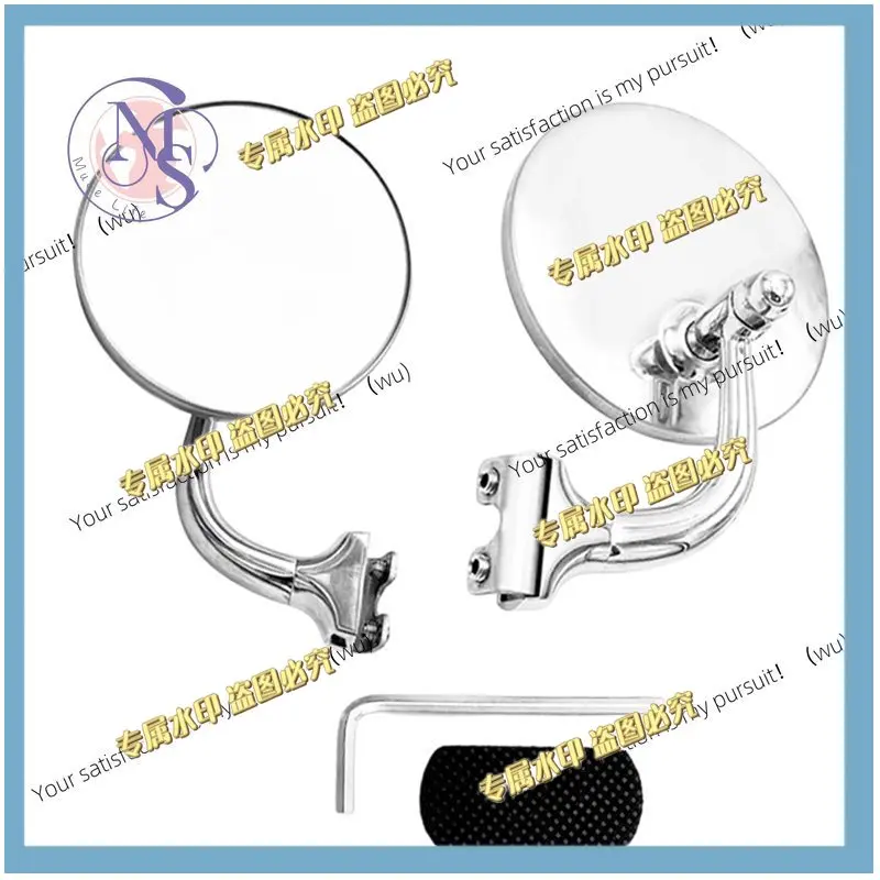 2-Pack, Retro Classic Car Silver Round Side View Mirror Kit