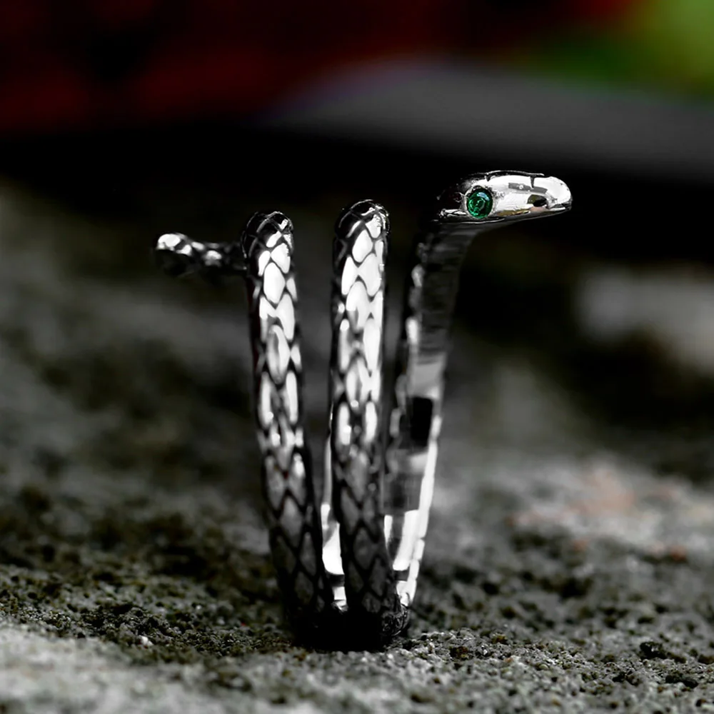 New Design 316L Stainless Steel Snake Ring For Men Women Punk Cool Animal Rings Biker Fashion Amulet Jewelry Gift Dropshipping - view 3