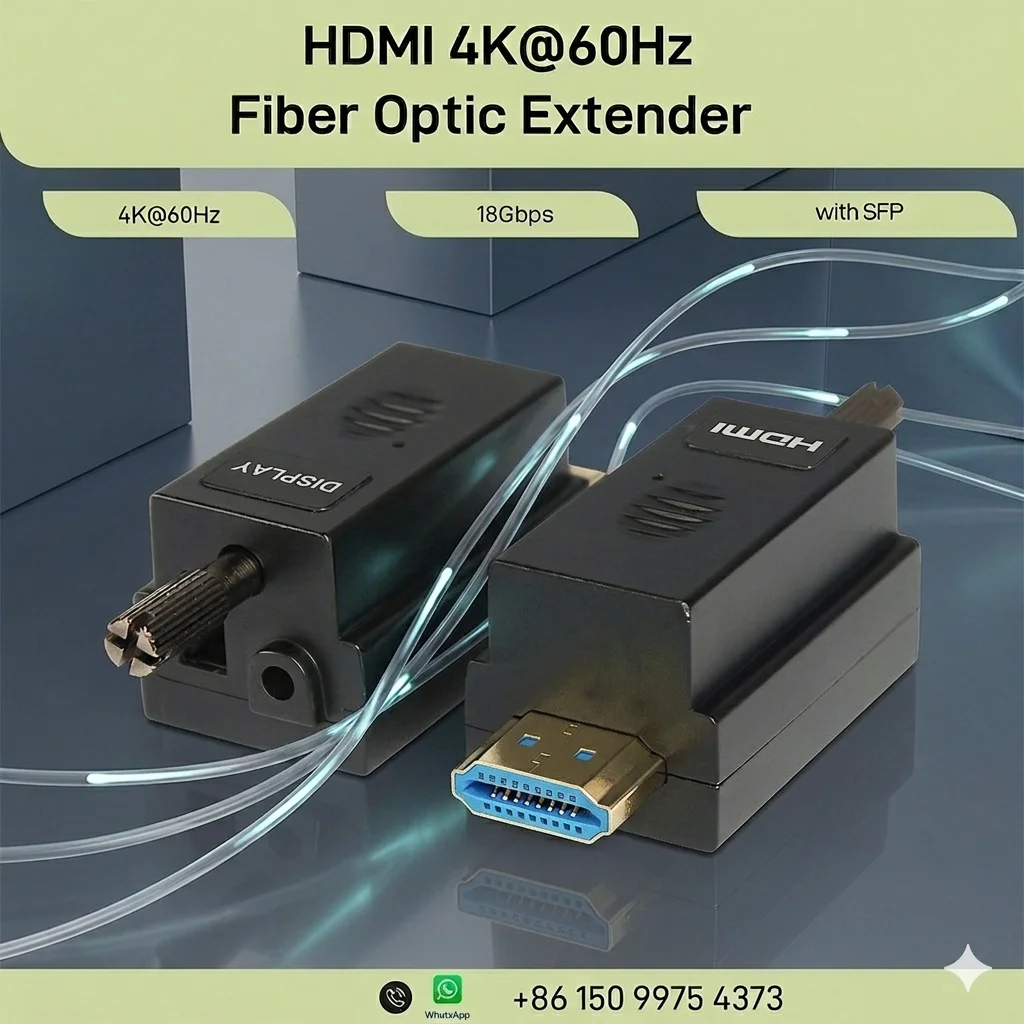 

4K@60Hz HDMI 2.0 Fiber Optic Extender, 18Gbps Over OM3/OM4 Multi-Mode Fiber, 300M, HDCP/DDC/CEC Support, Plug & Play