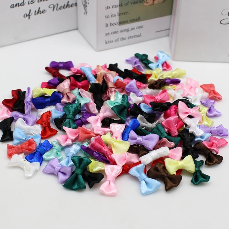 50/100pcs 10-20mm ribbon bows hairclip bowknot ornamentAppliques sewing Craft Kid's cloth Wedding Party DIY Decorations