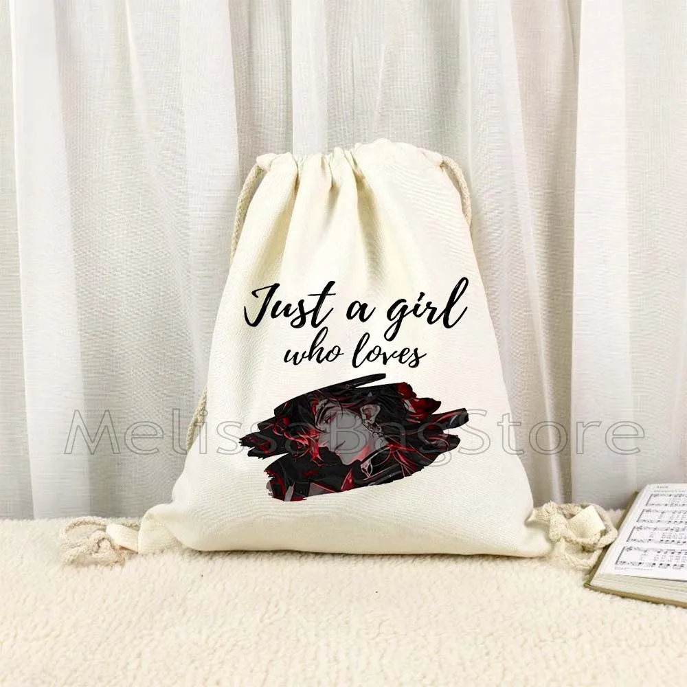 Chibi HuaLian TGCF Tian Guan Ci Fu Heavenly Blessing Xie Lian Quotes Hua Cheng San Lang Drawstring Backpack Gym String Sackpack