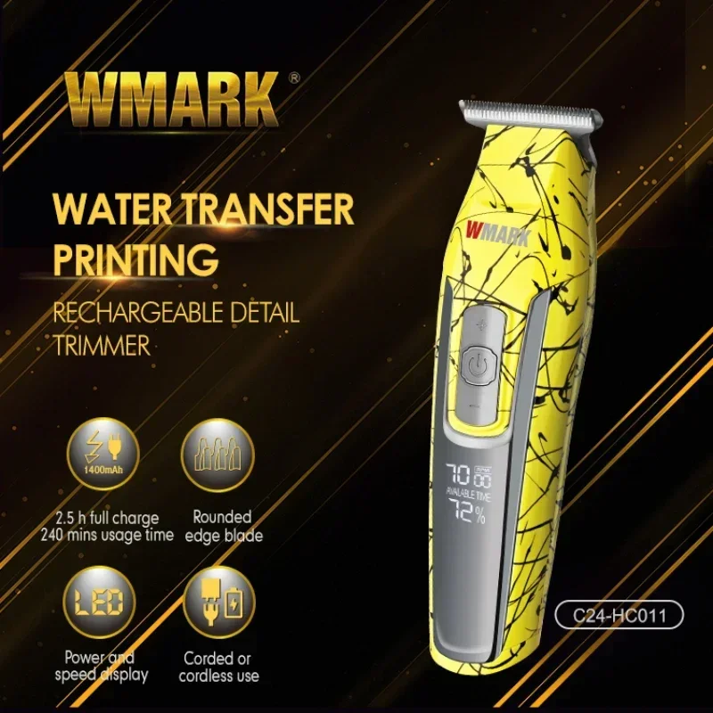 WMARK C24-HC011 Yellow 4 SPEED Hair Detail Trimmer Beard Car Hair Clipper Electric Hair Cutting Razor Edge T-wide Blade