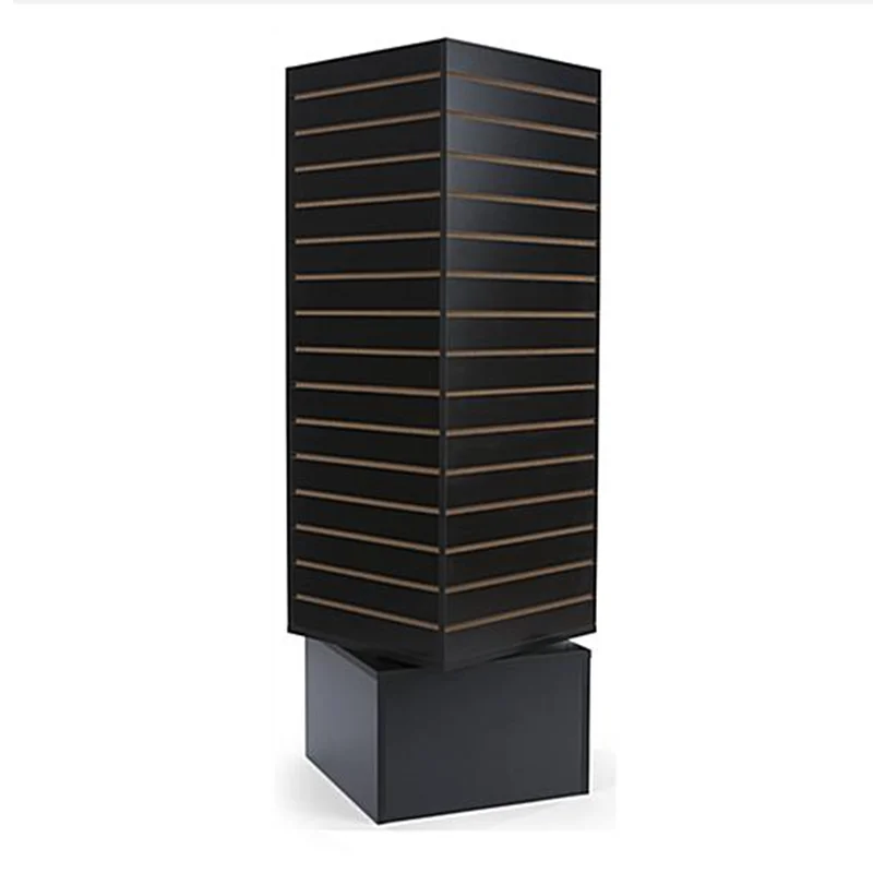 custom.Custom rotating MDF slatwall panel display stand for boutiques