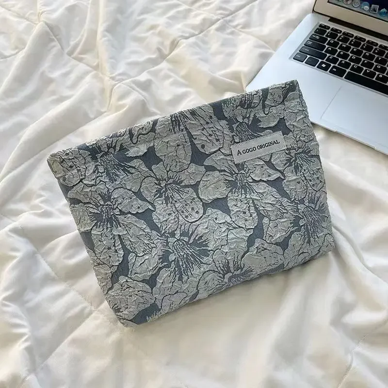 Tragbare Tasche mit rosa Blumenprägung, stilvolle schöne Kosmetiktasche, einfache Aufbewahrungstasche mit großem Fassungsvermögen, geeignet für den täglichen Gebrauch – Detail 6