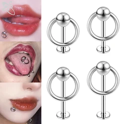 ZS 1 Piece 6/8/10/12MM Stainless Steel Lip Labret Piercing Punk Monroe Lips Stud Cartilage Helix Piercings Tongue Ring Jewelry