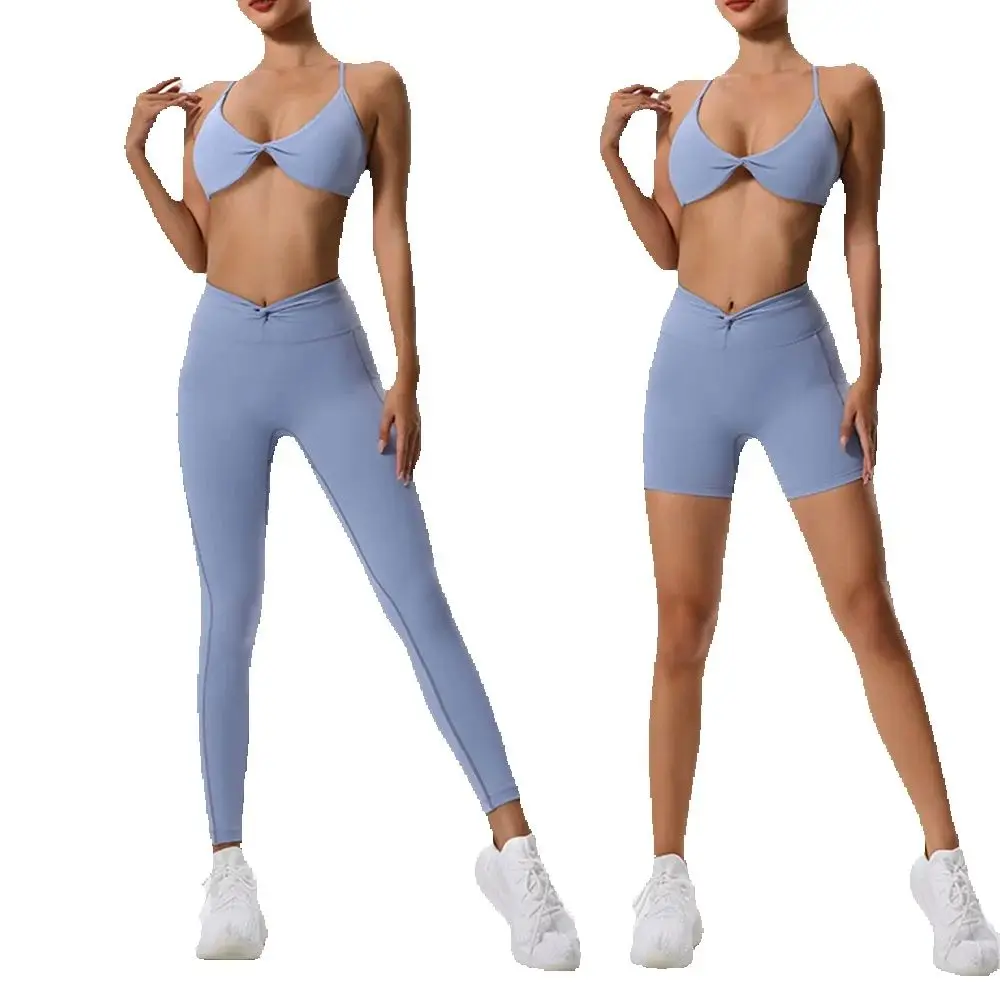 

Женский спортивный костюм из двух предметов, бесшовный комплект для йоги, спортивная одежда для тренировок, одежда для спортзала, леггинсы с высокой талией на шнурке, спортивные костюмы для фитнеса