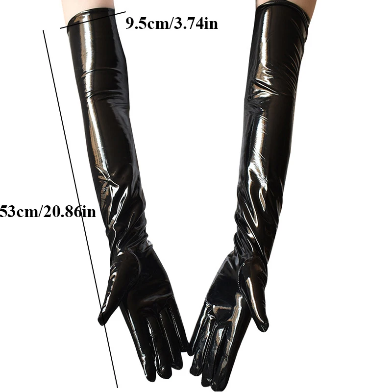 

New Patent Leather Long Gloves Punk Rock Gloves Hip Pop Jazz Disco Bright Mittens Cosplay Costumes Black Gloves Arm Sleeves