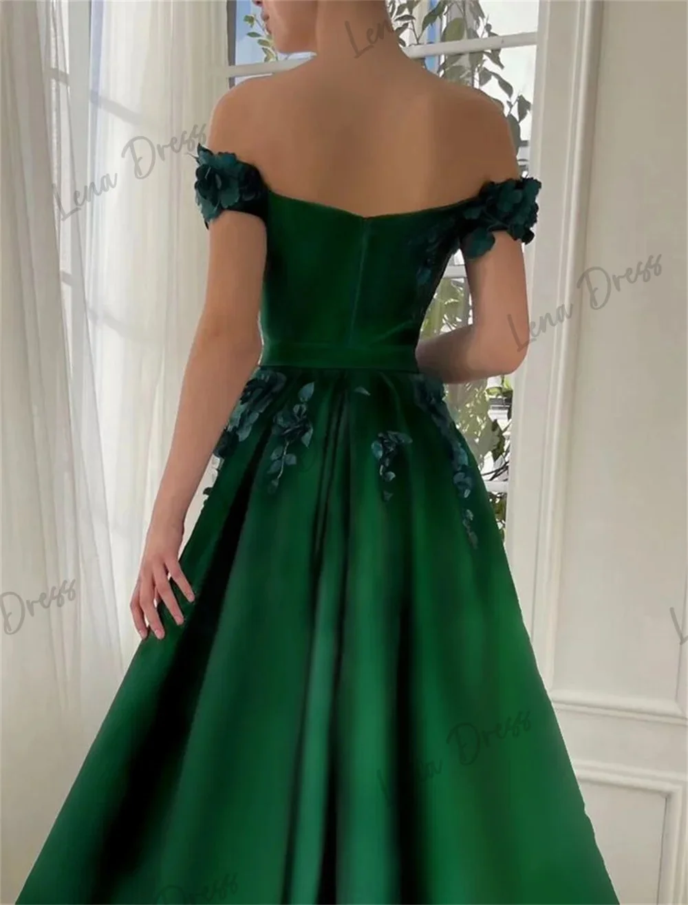 Vestido Formal de satén para mujer, fiesta de noche de lujo para traje elegante, boda, escote Corazón, color verde, 2024