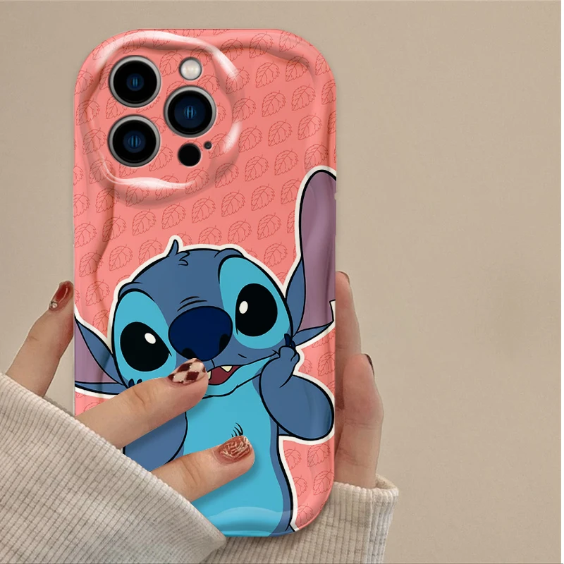 Coque de téléphone en Silicone Disney Stitch, jolie et Bizarre, antichoc, pour IPhone 16 15 14 13 12 11 Pro Max Plus 16E XR XS X 7 8 Wave