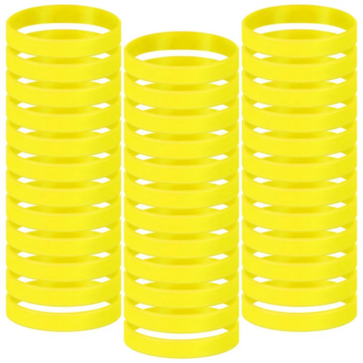 100 Pcs Solid Color Rubber Bracelets Silicone Wristband Sports Elastic Rubber Bulk Adult Wrist Bands(Yellow)