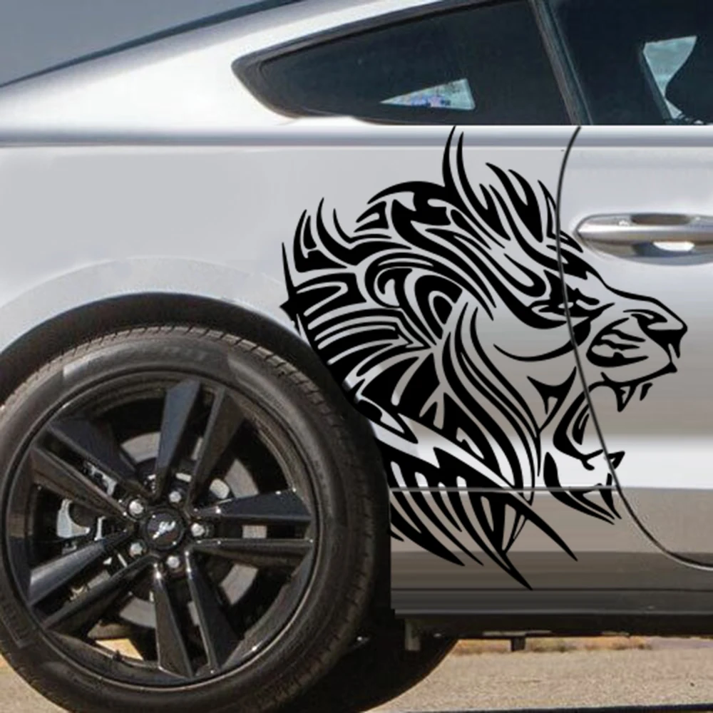 Large  Lion Abstract Tribal Ornament Car Door Body Sticker Decal for Bumper Hood Bonnet Truck Vinyl Decor