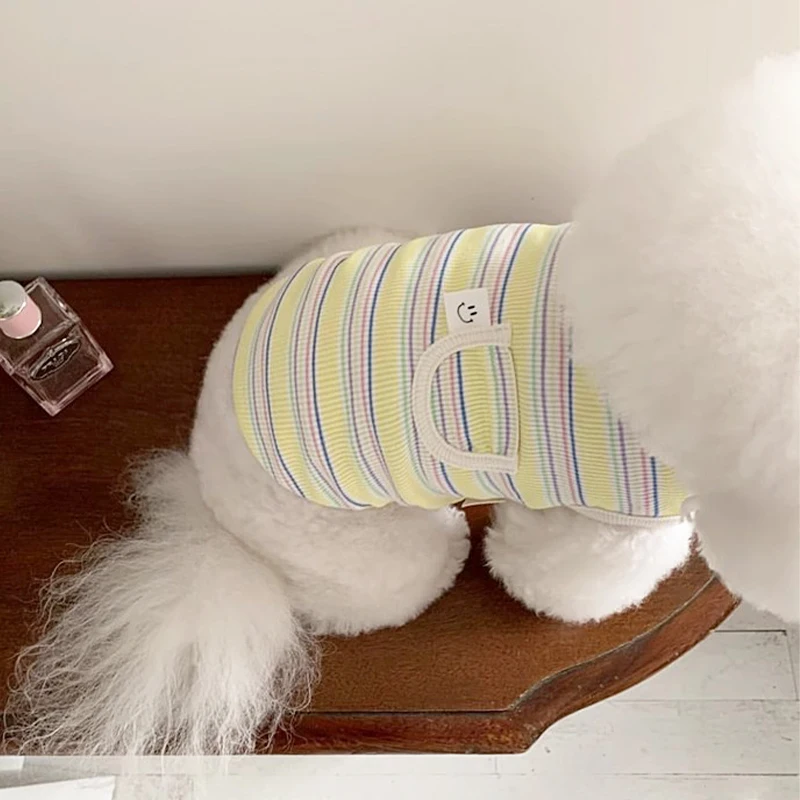 2024 Dog Clothes Summer Dog Vest Striped Vests Dog T-Shirt Cotton Cute Dog Costume Chihuahua Bichon Cat Clothing Girls Dog Shirt