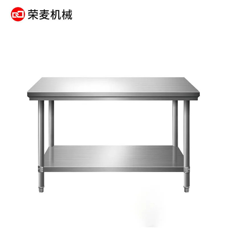 Thickened kitchen console 201 stainless steel packing table Hotel restaurant storage table, household double-layer workbench
