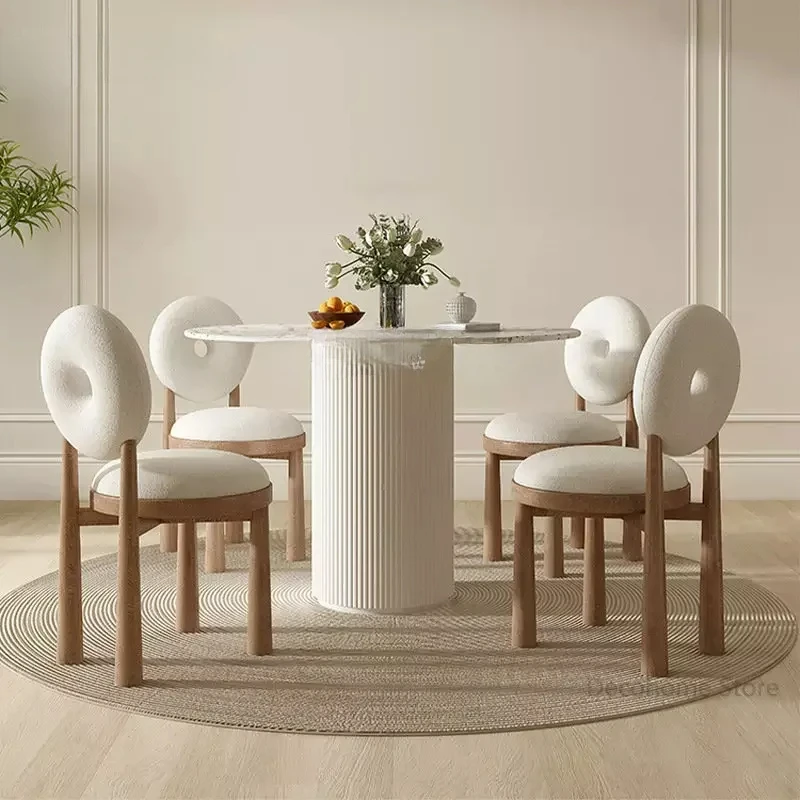 

Modern Luxury Round Slate Dining Tables Small Apartment Dining Table and Chair Set Nordic Solid Wood Minimalist Tables Furniture