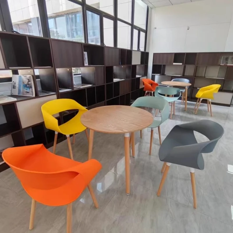 

Nordic Plastic Dining Chairs Home Furniture Modern Stackable Side Chairs with Backrest Space-Saving Home Office Table Chairs