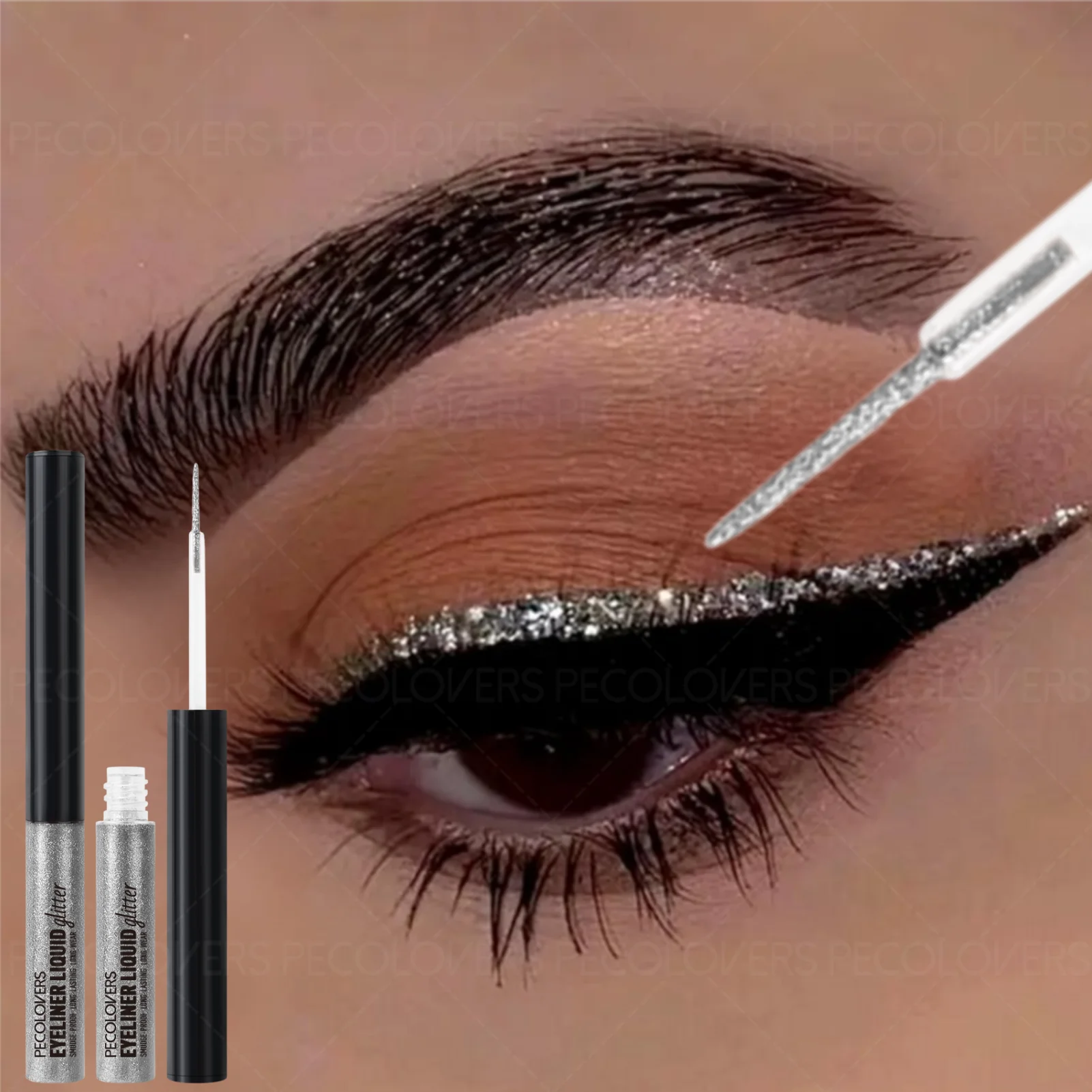 1 Stück 2-in-1 flüssiger Eyeliner und Lidschatten – glitzerndes Highlight, wasserfest, ganztägiges Tragen