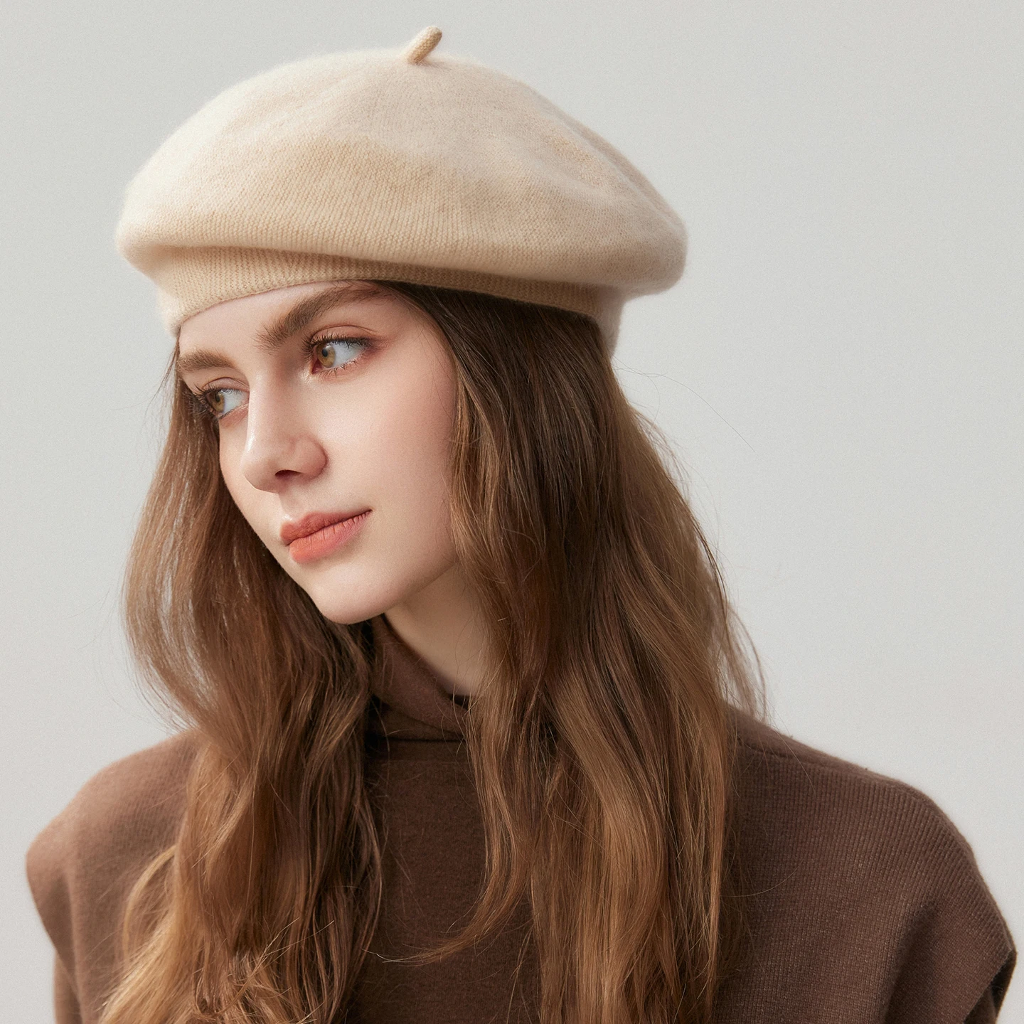Fashion Knitting Beret hat 100% Cashmere Hat Keep Warm Spring  Autumn Winter Women Soft hats Goat Cashmere Knitted Hat