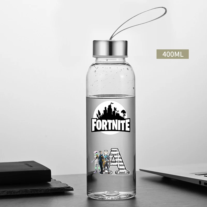 

400ML Fortnites Sports Transparent Water Bottle for Boys Girls Anime Cartoon Fashion Cups Students Portable Water Cup Gifts