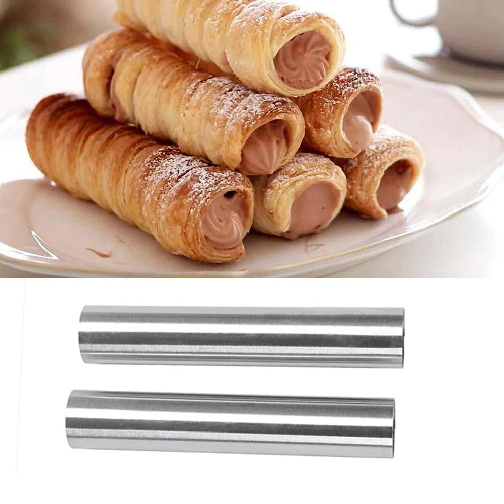 Practical Stainless Steel Baking Tubes for Cream Cannoli Pastry Making Use with Dough Wrapped Around for Oven Baked Results