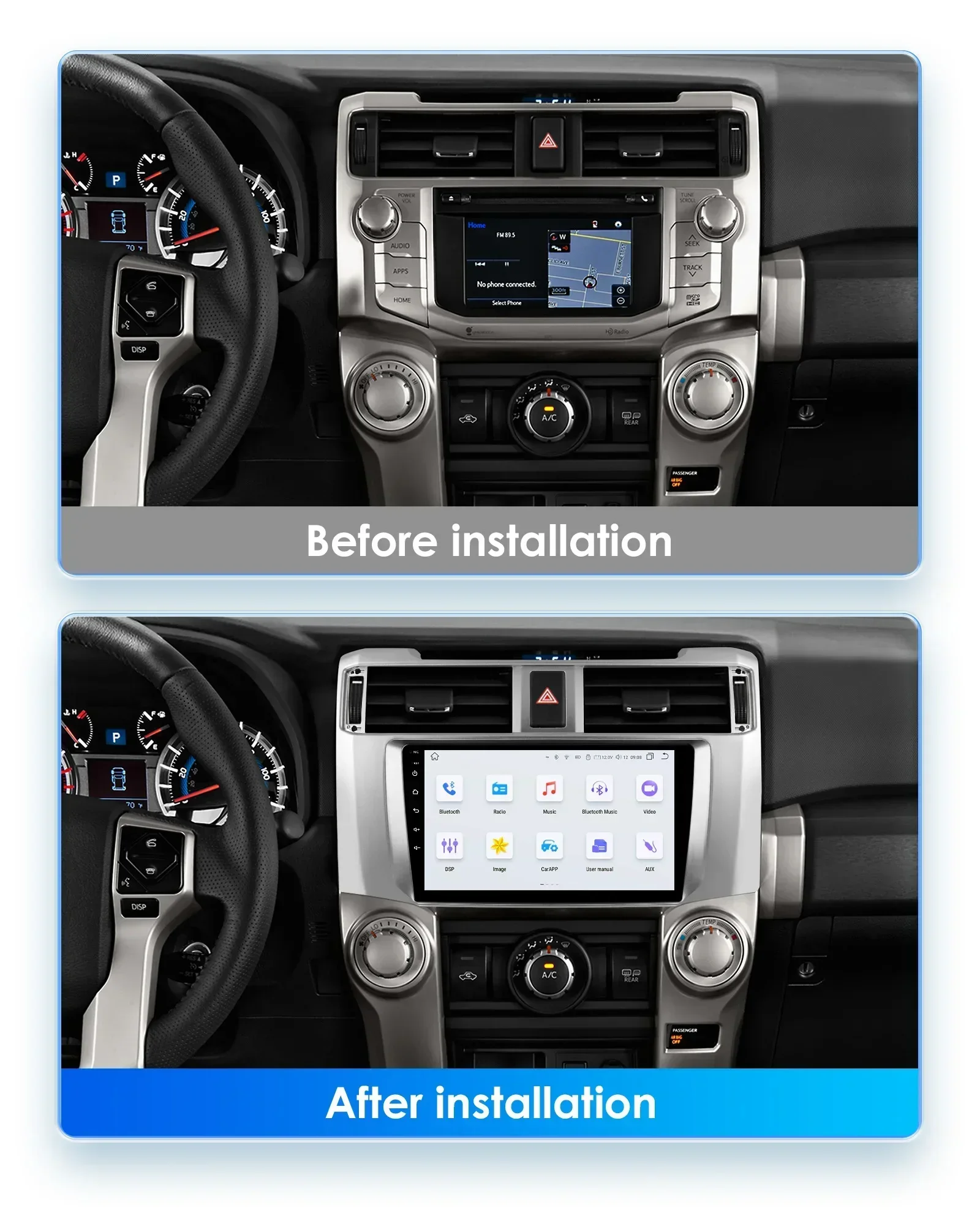 Android 13 2 din Car Radio Autoradio Multimedia Player for Toyota 4Runner 2009 2010-2019 support DSP IPS OBD WIFI 4G LTE SWC BT