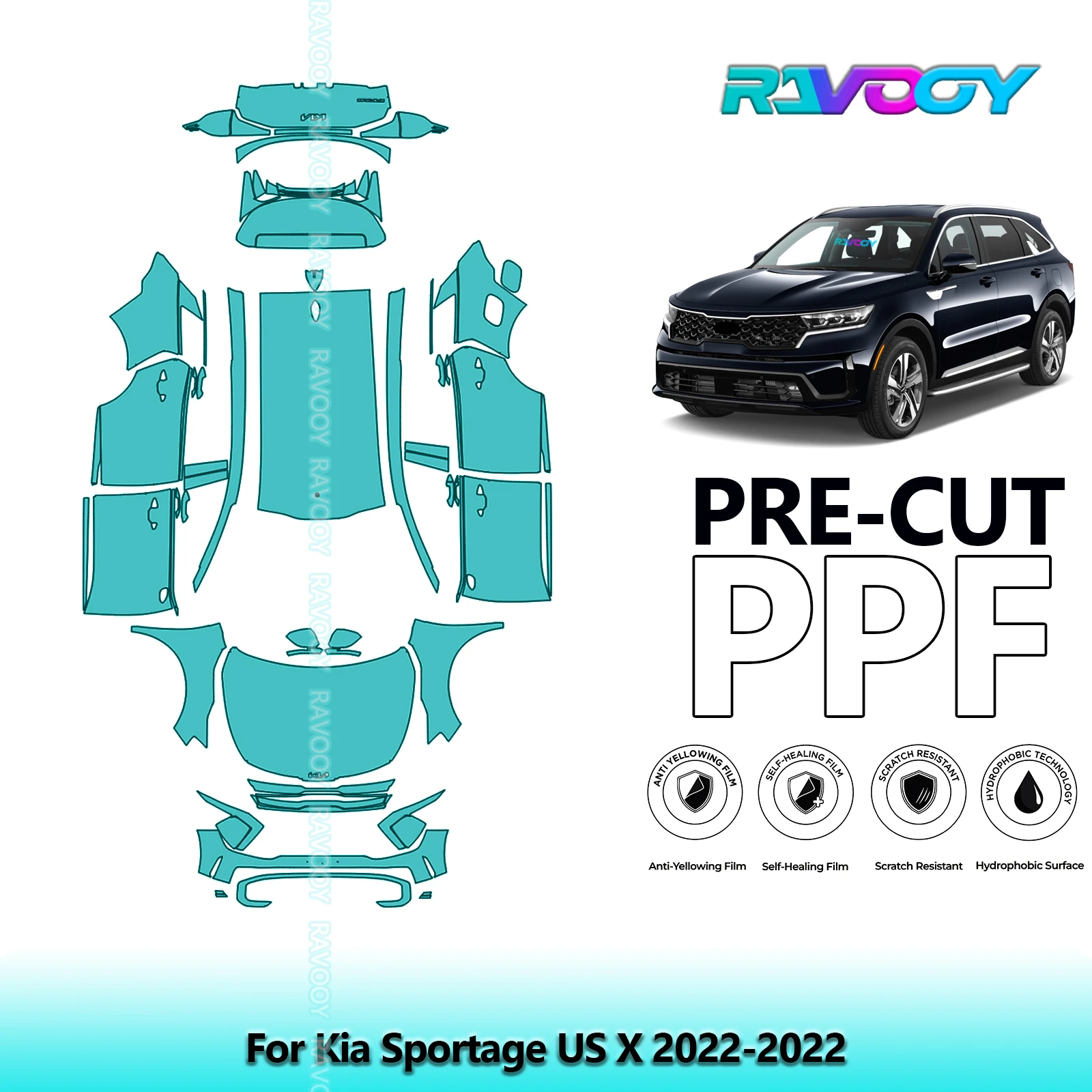 

8.5Mil Full Vehicle Precut PPF Paint Protection Film For Kia Sportage US X 2022-2022