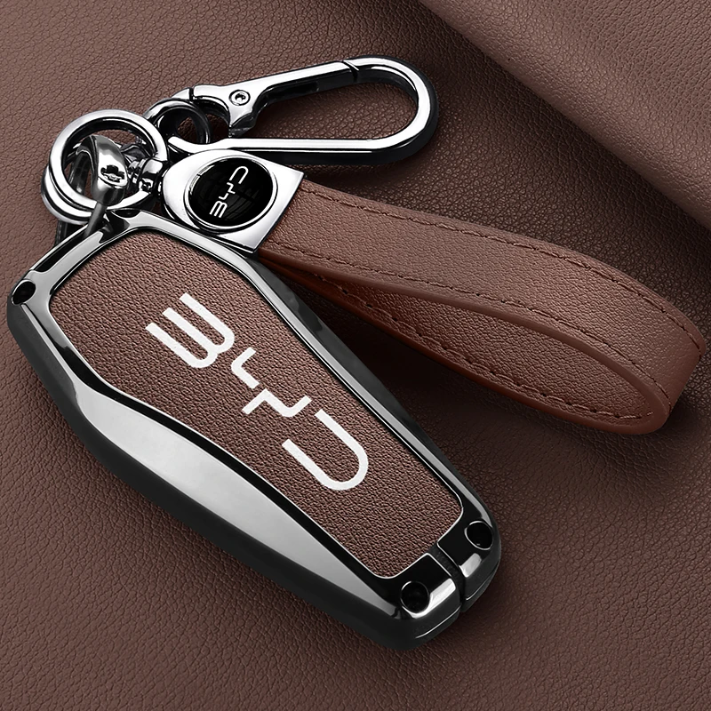 سبيكة جلدية سيارة الذكية مفتاح بعيد غطاء شعار اكسسوارات ل BYD أغنية برو تانغ Dmi تشين زائد ماكس يوان EV دولفين النورس