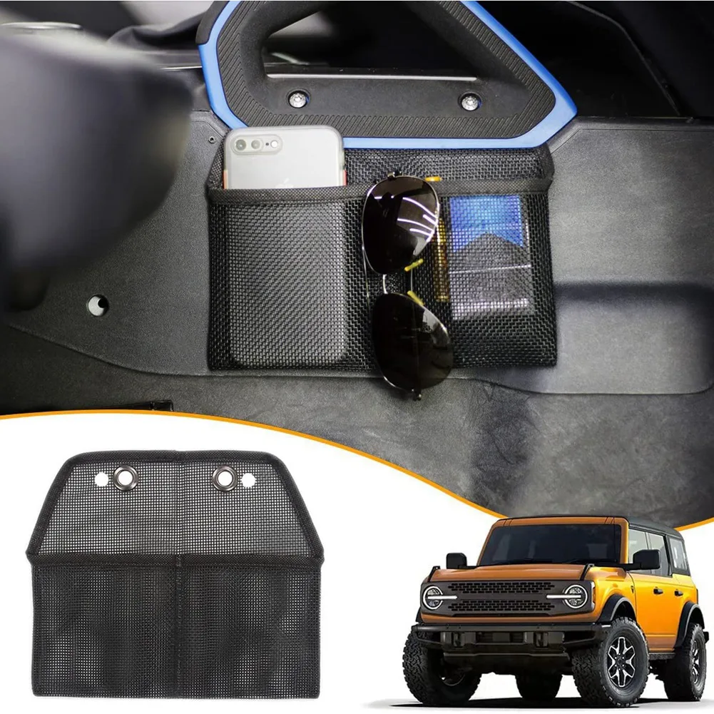 Passenger Storage Bag Center Console Mesh Storage Pocket for Ford Bronco 2021 2022 Accessories Seat Space Organizer