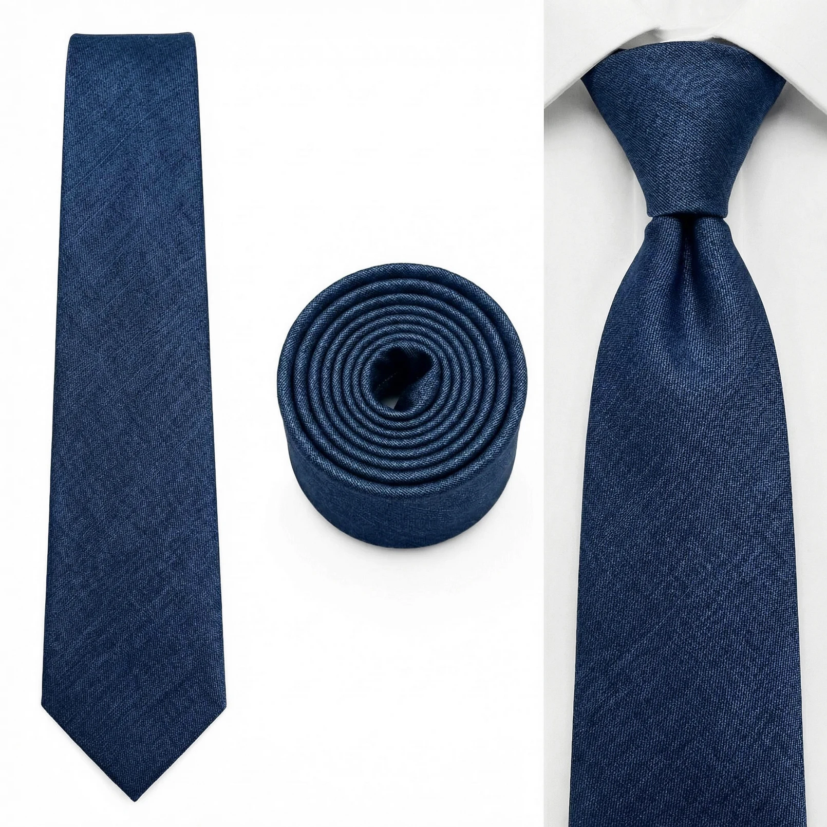 Solid Color Blue Mens Necktie Pocket Square Set Classic Hanky Ties for Men Business Fashion Extra Long Size 160cm Bow-Tie Formal