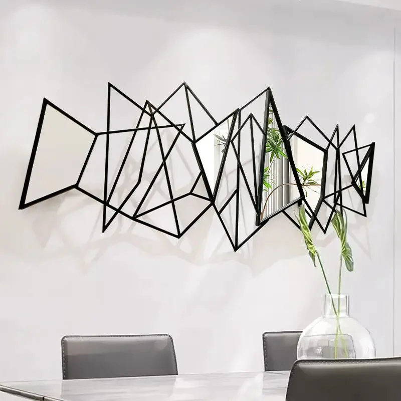 Abstract 3d Lines Iron Frame Hotel Library Interior Decoration Simple Metal Wall Art Home Wall Decor