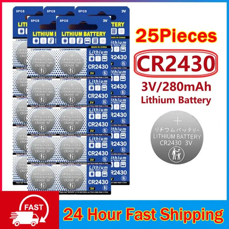 NEW CR2430 3V Lithium Battery CR 2430 DL2430 BR2430 280mAh Button Coin Batteries for Key Fob Watch Alarm Clock Remote Control