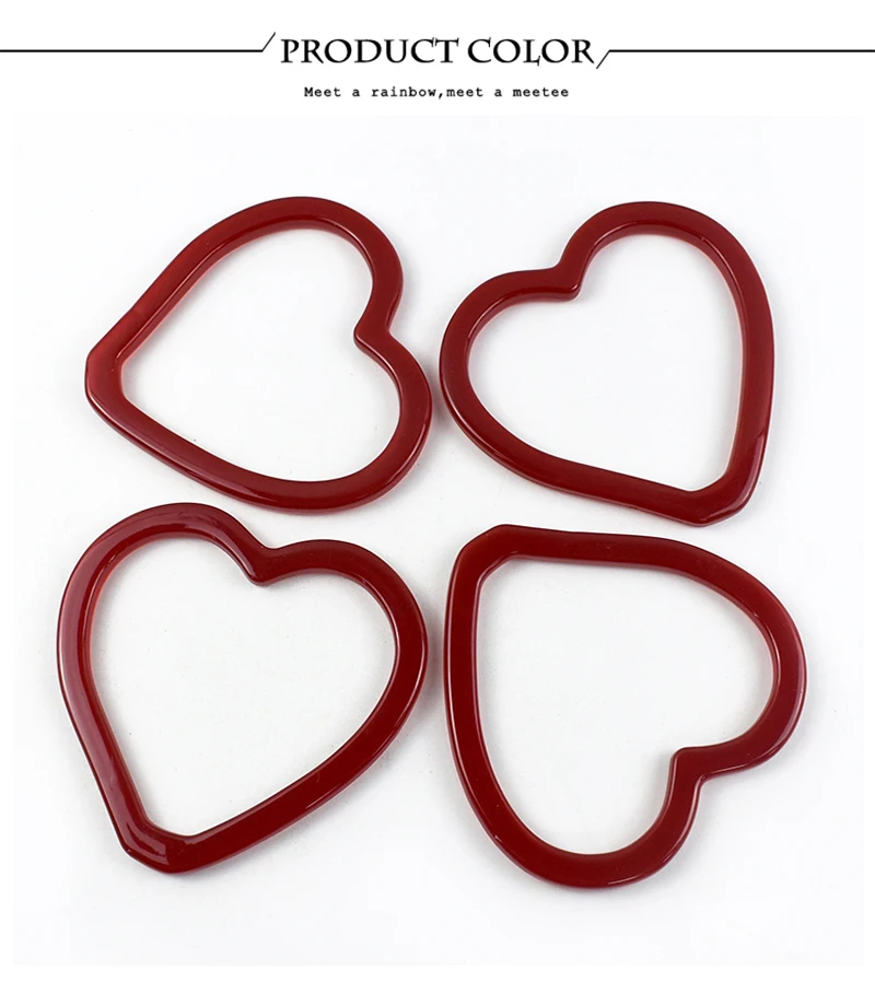 2/4Pcs 14cm Plastic Resin Heart Ring Bags Handle Women's Handbag WovenBag DIY Handmade Purse Frame Handles Bag Accessories
