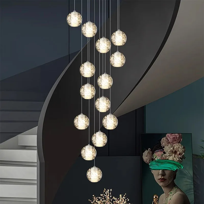 Imagem -03 - Modern Crystal Chandelier For Home Decoration Stair Pendant Lamp Living Room Pendant Lights Iluminação Interior