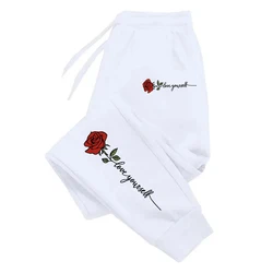 Roze roos bedrukte all-match casual broek Hiphop comfortabele sportbroek met trekkoord voor heren en dames Nieuwe collectie