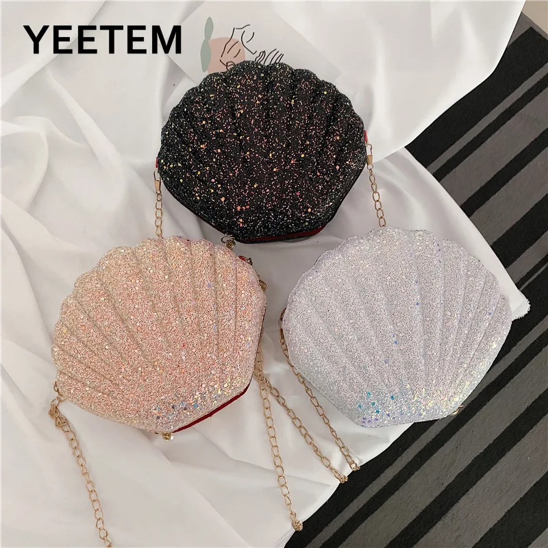 

Chain Strap Pearl Sequin Banquet Party Shiny Mini Shell Bag Lady Messenger Bag Wallet Purses Bags Luxury Designer