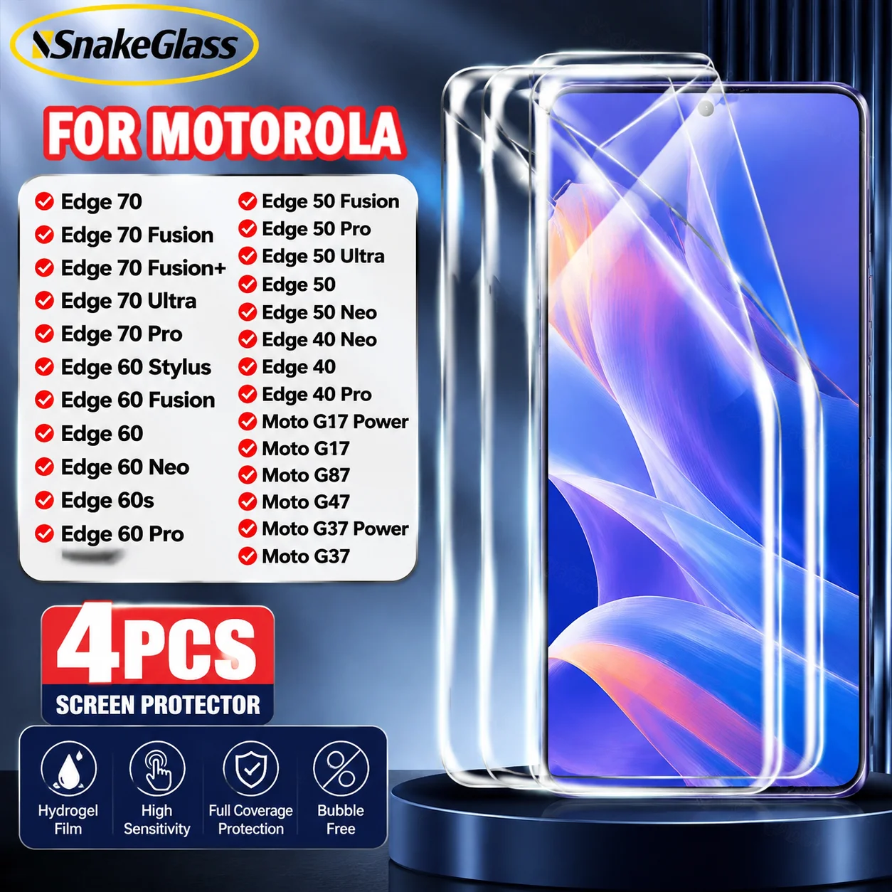 Flexible Hydrogel Film for Motorola Edge 70 60 50 40 Fusion Pro Neo Ultra Soft Films for Motorola G87 G77 G67 G47 G37 G17 Power